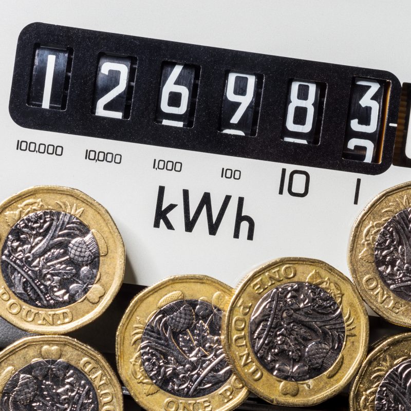 Energy meter with pound coins