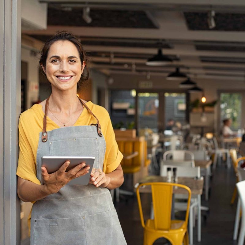 Business owner looking at utilitybills